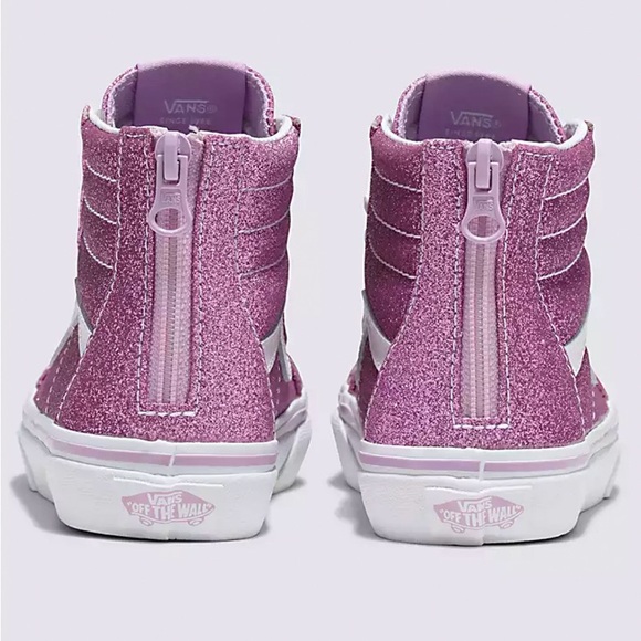 Vans Kids Sk8-Hi Zip Glitter Shoes High Tops Sneakers - Picture 2 of 7